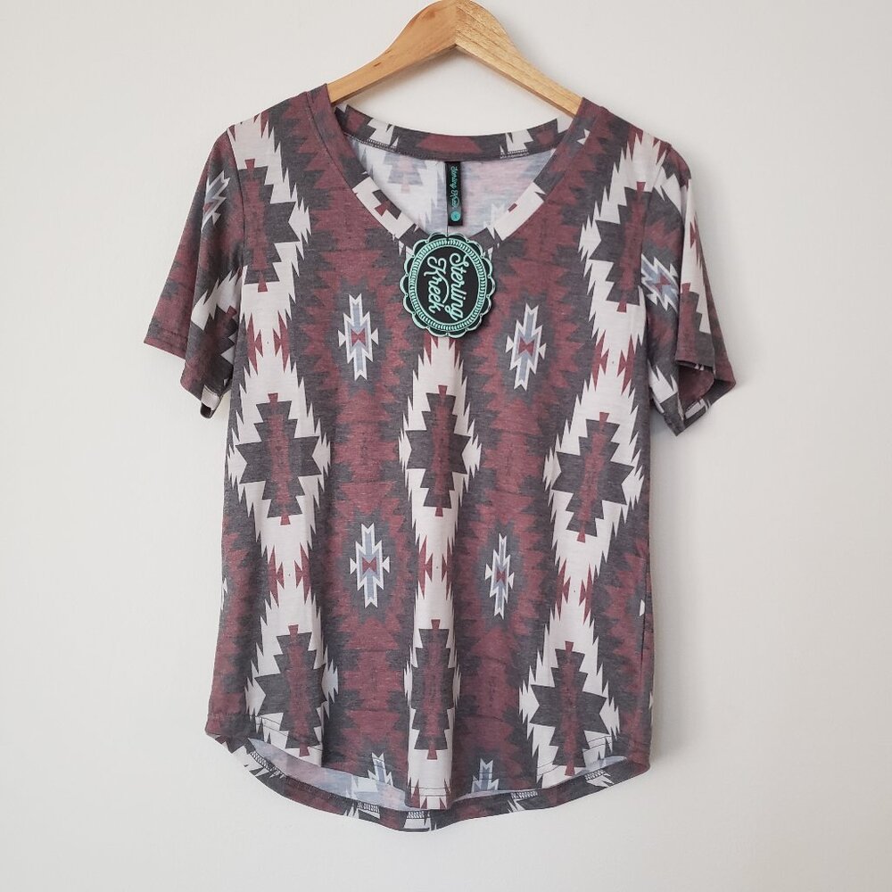 Sterling Kreek Aztec Western Pattern Size S Shirt NWT